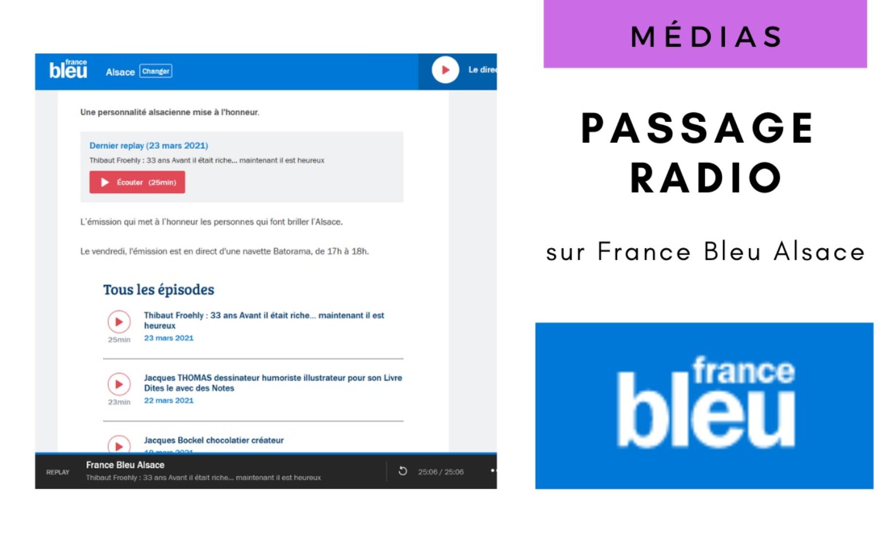 Passage radio sur France Bleu Alsace le 23 mars 2021